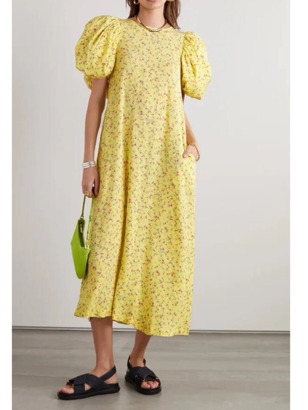 NWT‎ Rotate Birger Christensen Duddi Open-Back Satin-Jacquard Midi
Dress SZ 6